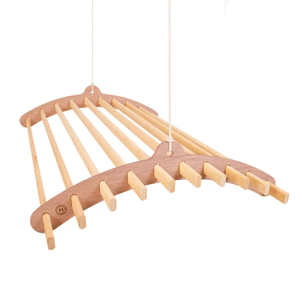 10 Lath Handmade Wooden Clothes Rack Dryer Ceiling Mounted Pulley